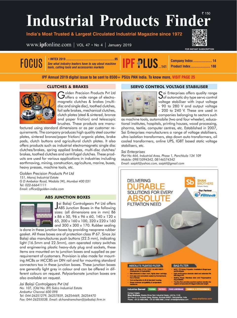 Industrial Products FinderJanuary 2019 Magazine